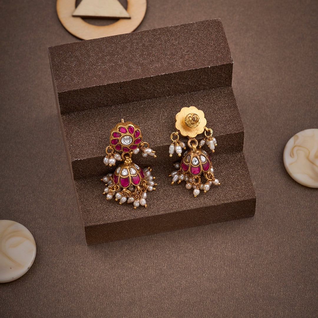 PINK POP KUNDAN JHUMKA