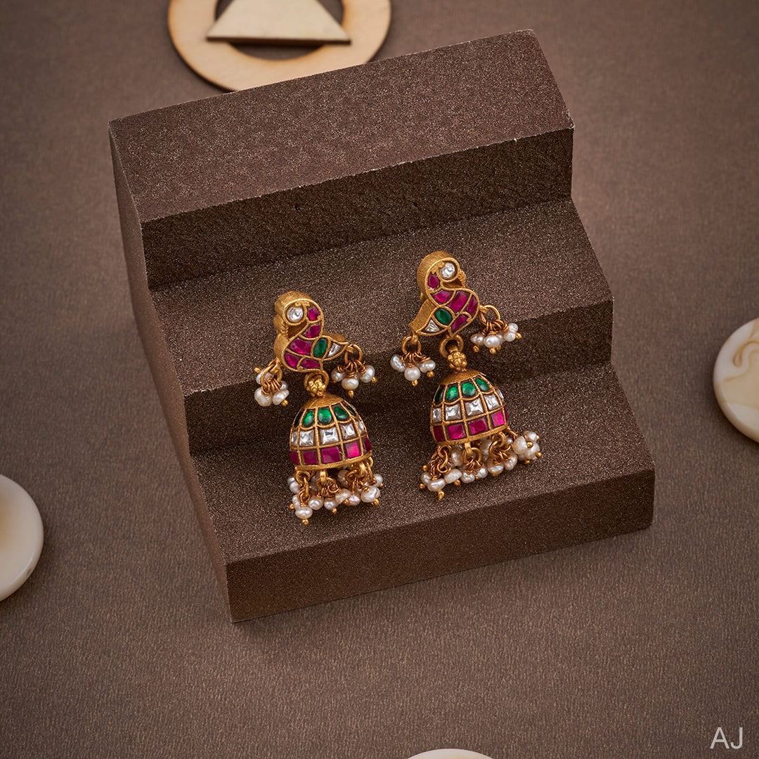 PEACOCK KUNDAN JHUMKA