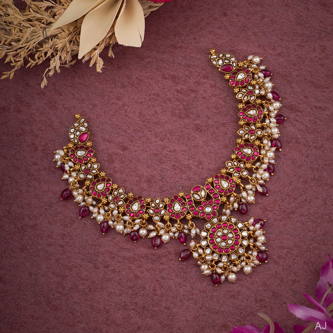 KUNDAN PINK STONE NECKLACE