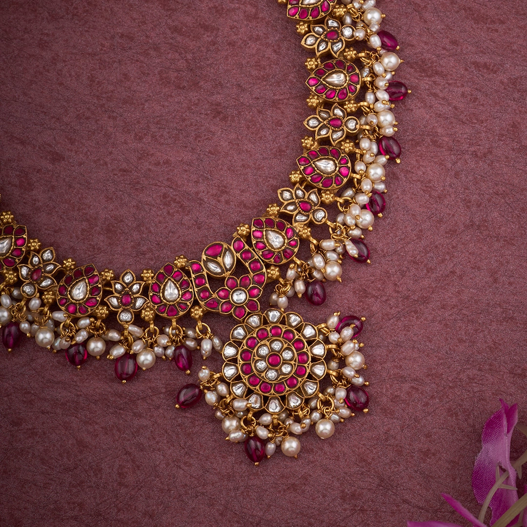 KUNDAN PINK STONE NECKLACE