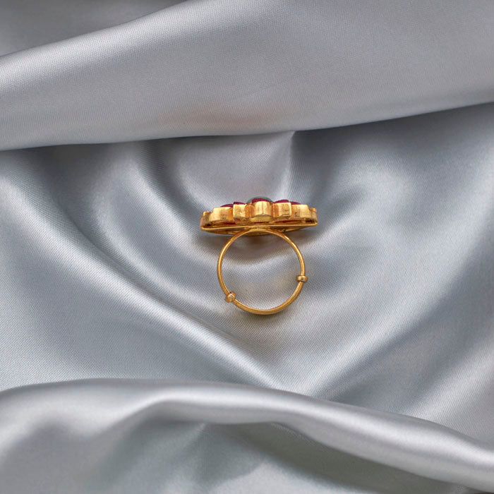 SILVER KUNDAN FLORAL RING
