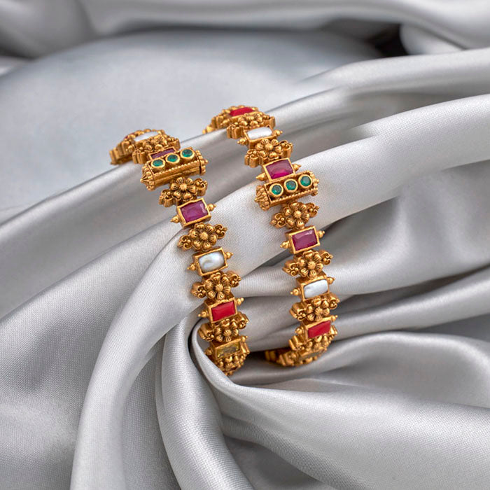 SILVER NAVARATNA STONE BANGLES
