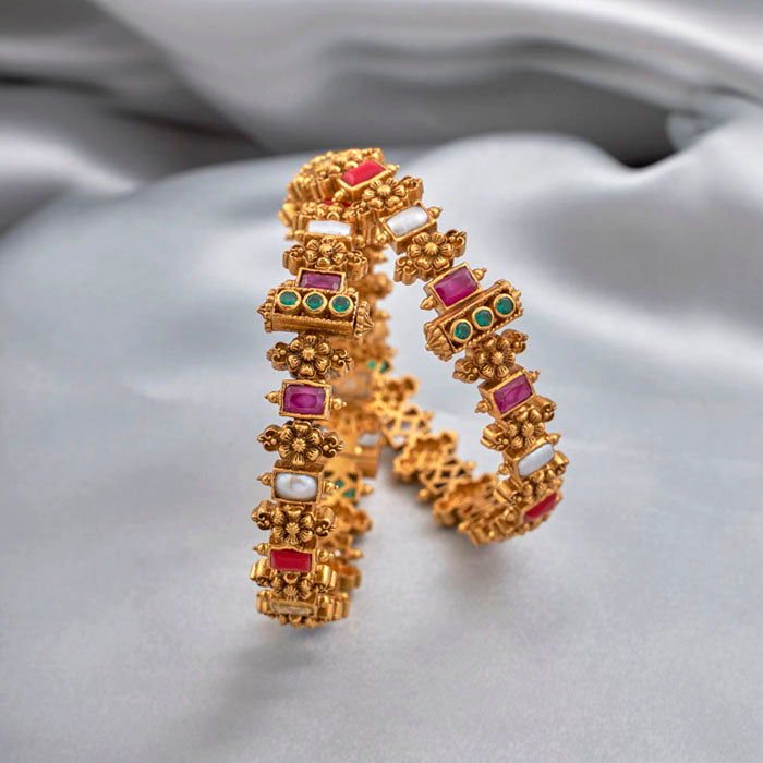 SILVER NAVARATNA STONE BANGLES