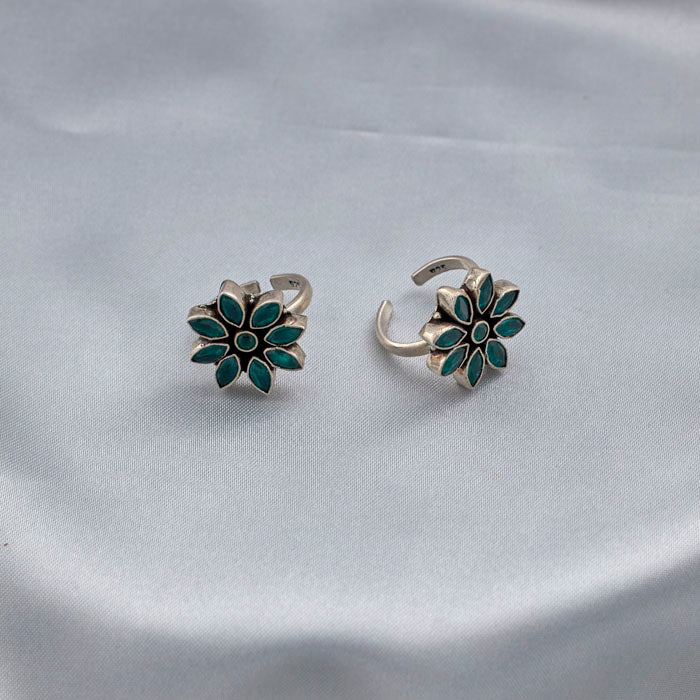 SILVER FLORAL TOE RING