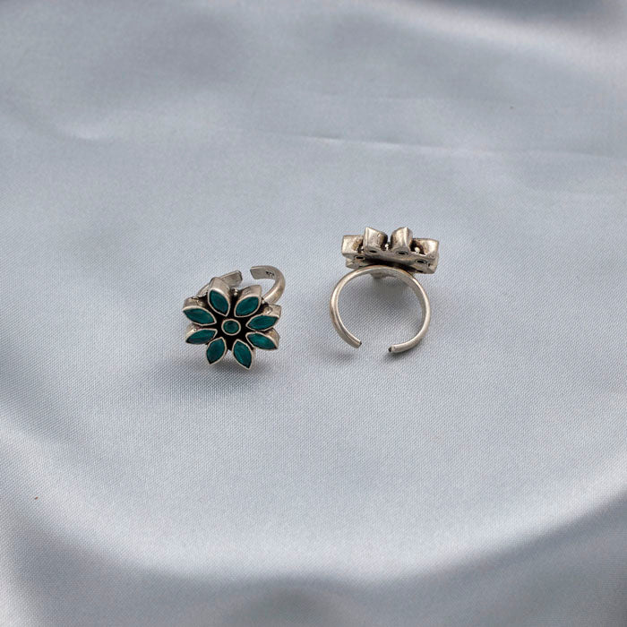 SILVER FLORAL TOE RING