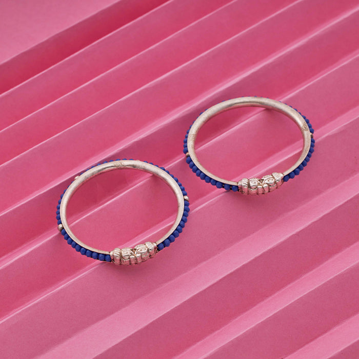 KID&#39;S BLUE BEADS SILVER  BANGLE