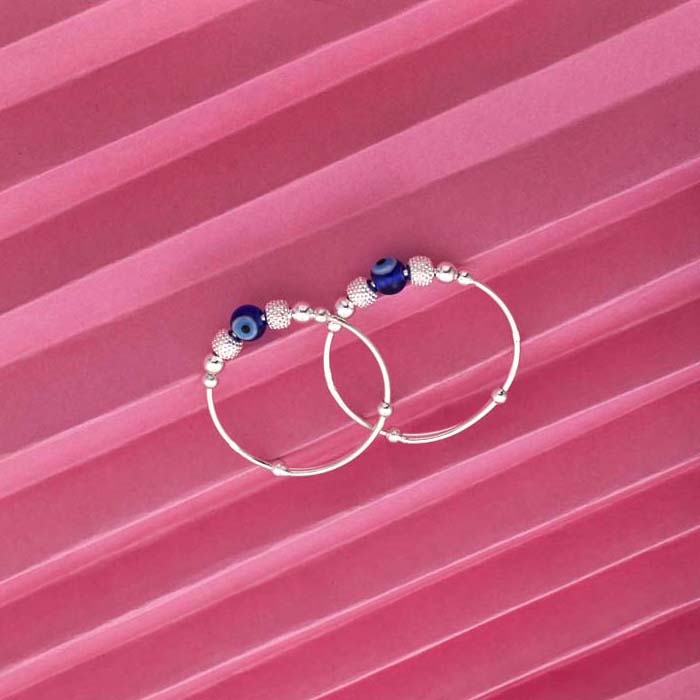 KID&#39;S EVIL EYE SILVER BANGLE