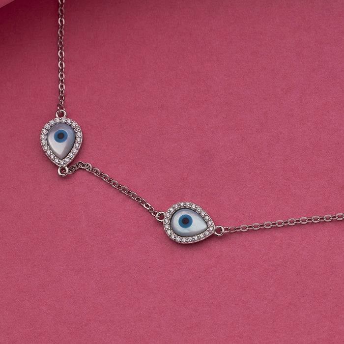 SILVER EVIL EYE NECK CHAIN