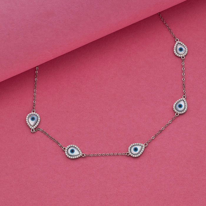SILVER EVIL EYE NECK CHAIN