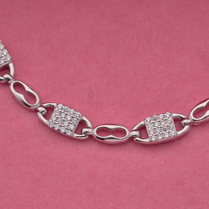 SILVER WOMEN&#39;S SCISSORED STONE  BRACELET