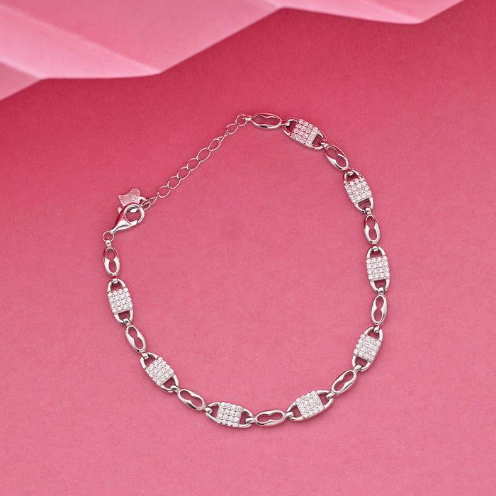 SILVER WOMEN&#39;S SCISSORED STONE  BRACELET