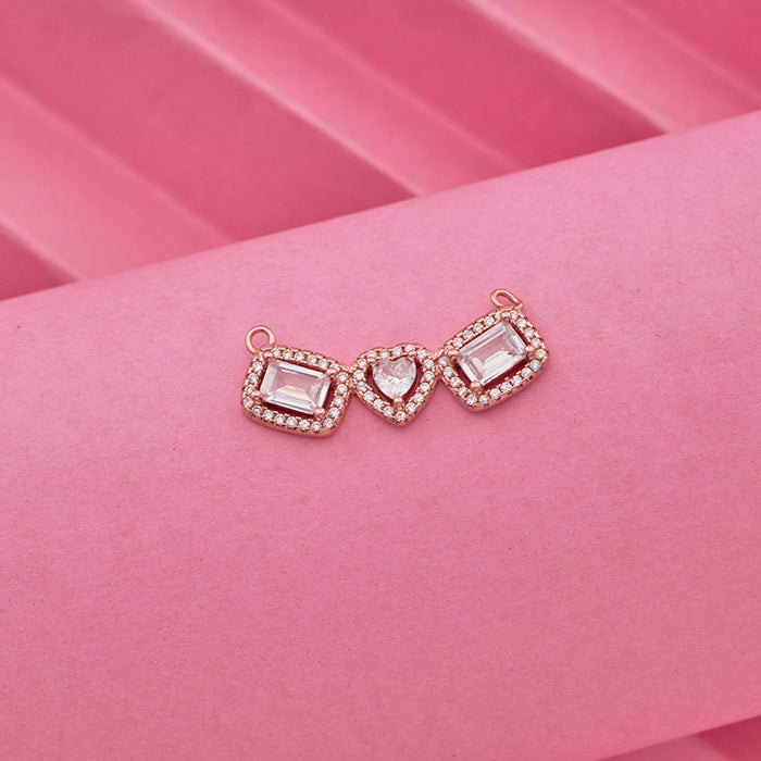 SILVER ROSE GOLD MOISSANITE STONE PENDANT WITH EARRINGS