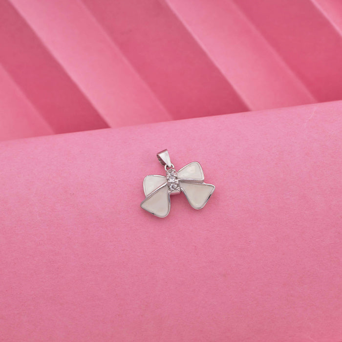 SILVER BOW PENDANT WITH EARRINGS