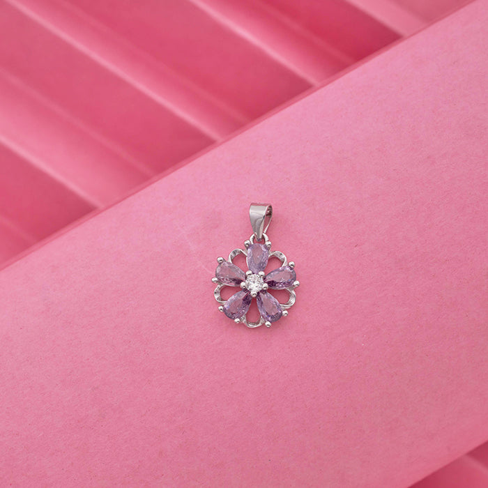 SILVER FLORAL PENDANT WITH EARRINGS