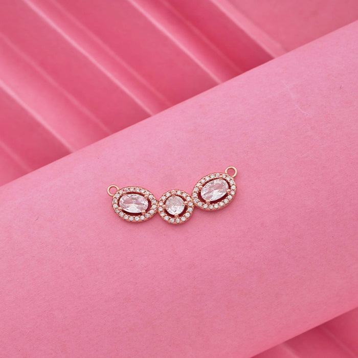 SILVER ROSE GOLD OVAL PENDANT WITH EARRINGS