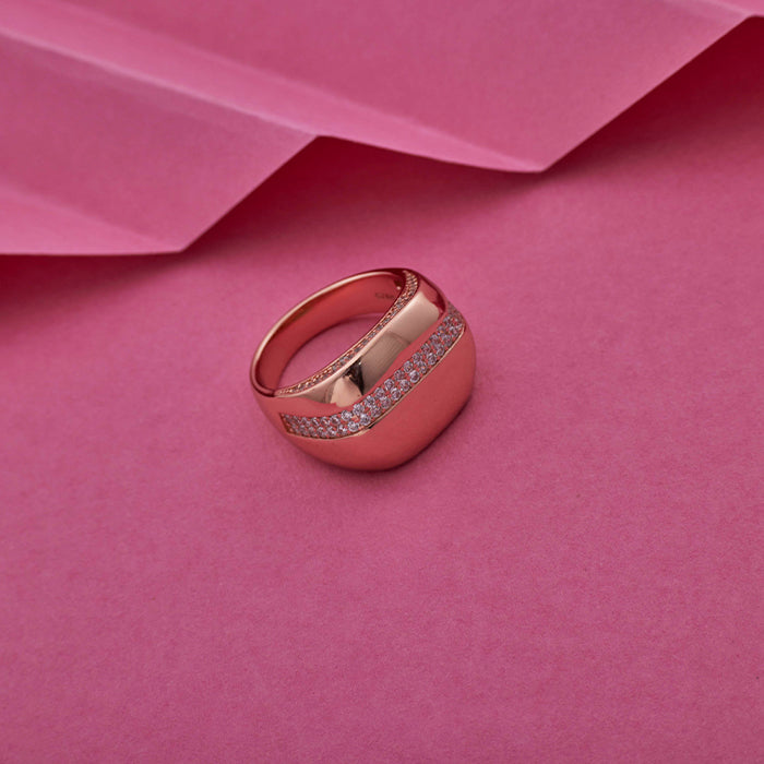 SILVER ROSE GOLD TIMELESS RING