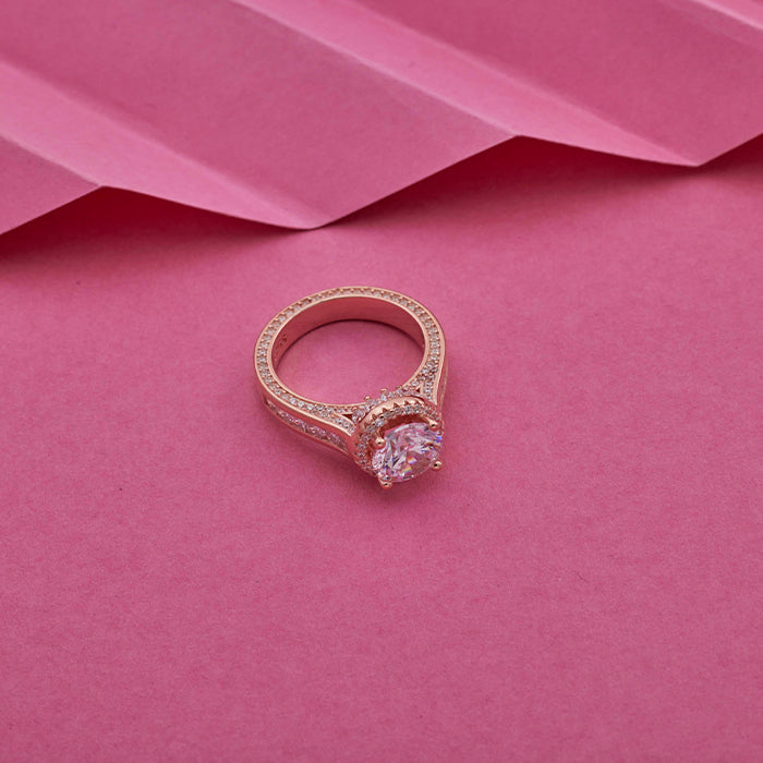 SILVER ROSE GOLD MOISSANITE RING