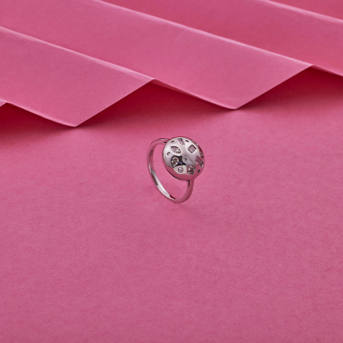 SILVER FULL MOON RING