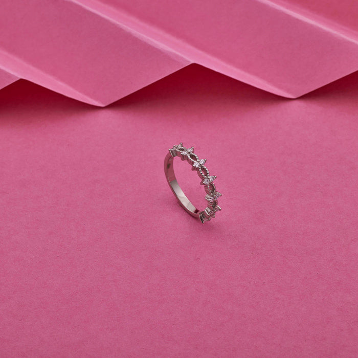 SILVER ROUND CUT STONE RING
