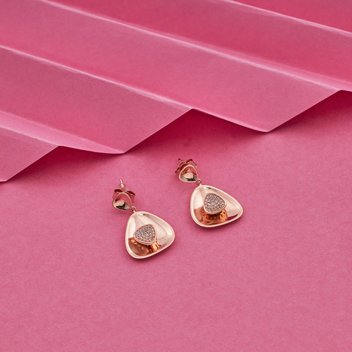 SILVER ROSE GOLD RHODIUM TOUCH  NECKCHAIN WITH EARRINGS